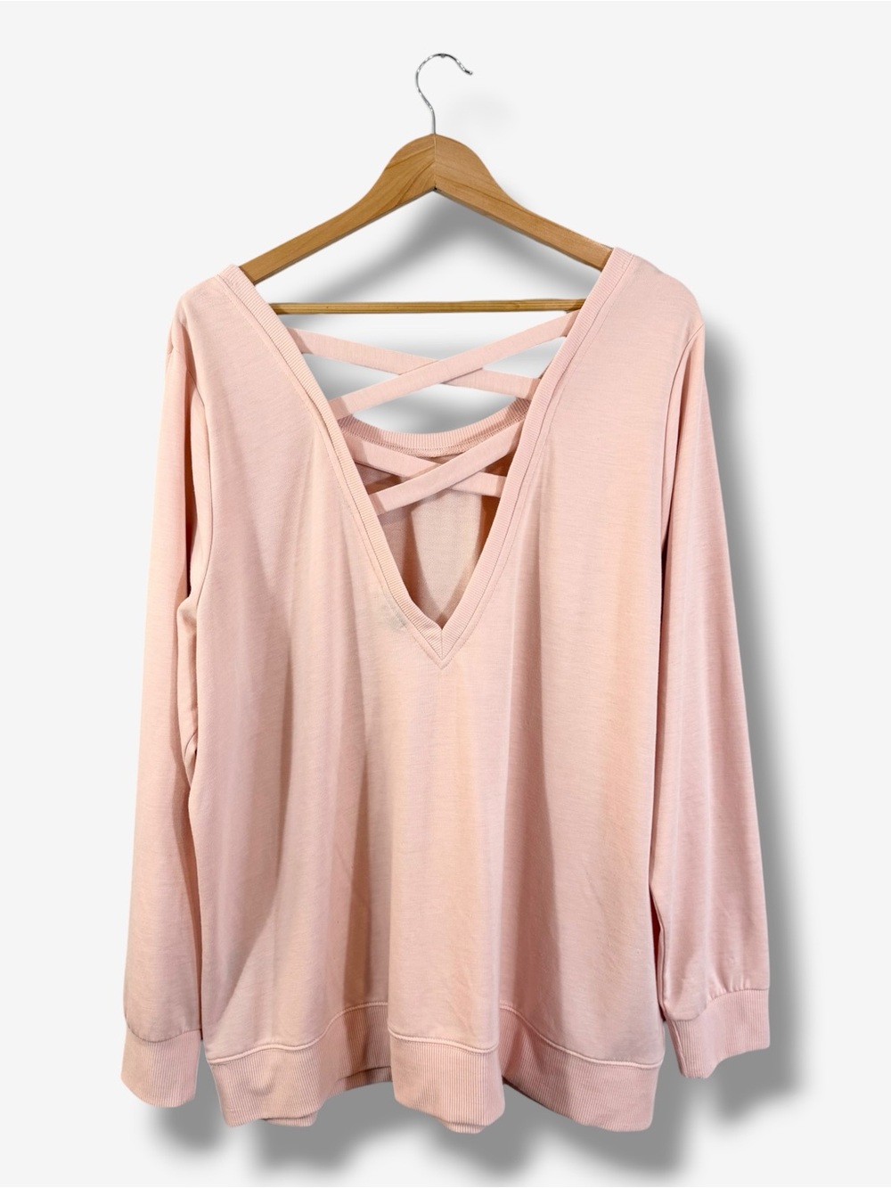 Torrid Pink Criss Cross Back Sweatshirt 3X Pullover Open Back Plus Size
